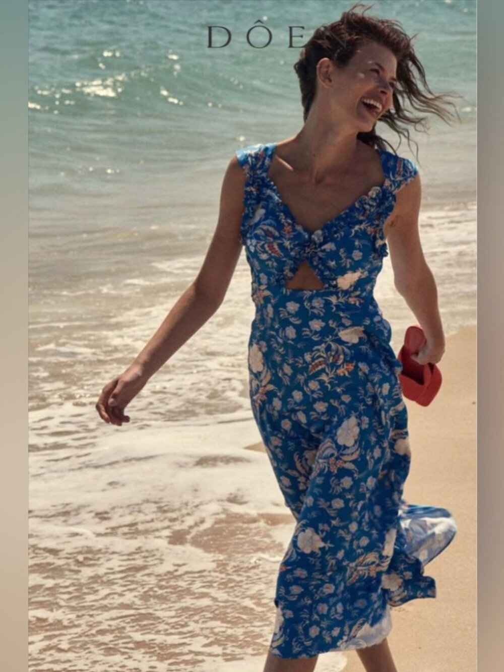 DOEN Amoretta Silk Dress in Azure Hollyhock Hills | Like New